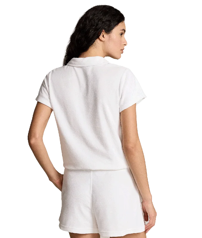 Shrunken Fit Terry Polo Shirt - White