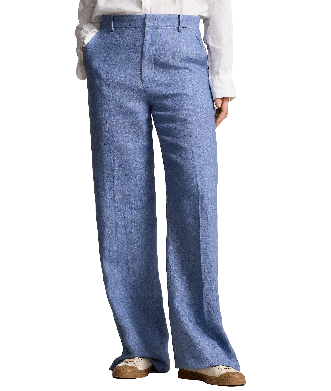 Linen Wide-leg Pant - Blue