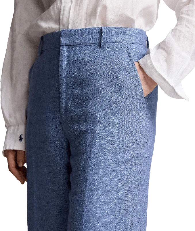 Linen Wide-leg Pant - Blue