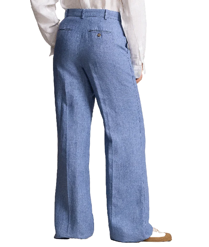 Linen Wide-leg Pant - Blue