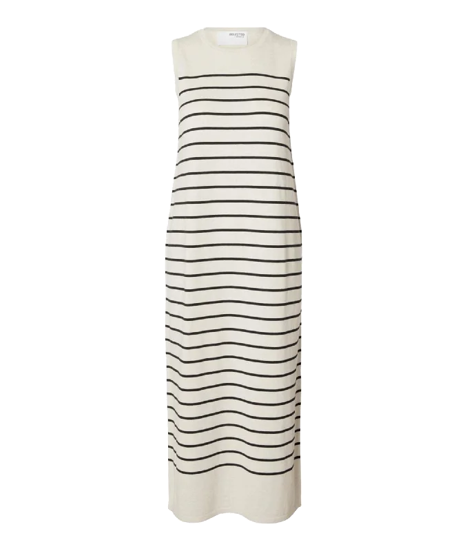 Sleeveless Knitted Maxi Dress - Beige