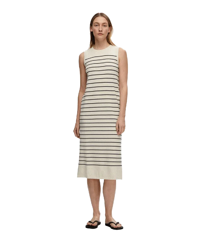 Sleeveless Knitted Maxi Dress - Beige