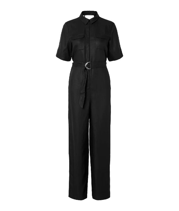 Allesandra 2/4 Zip Jumpsuit - Black