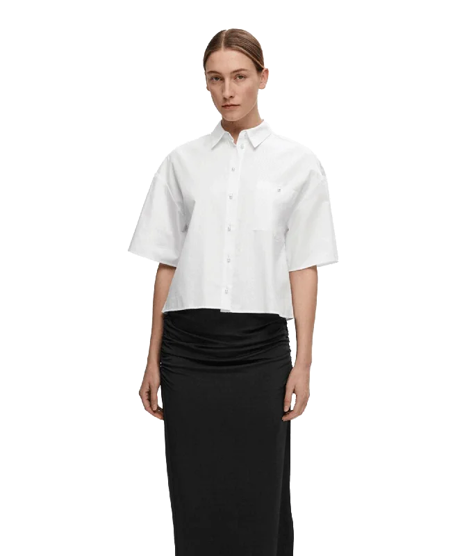 Cropped Short Sleeved Shirt - White