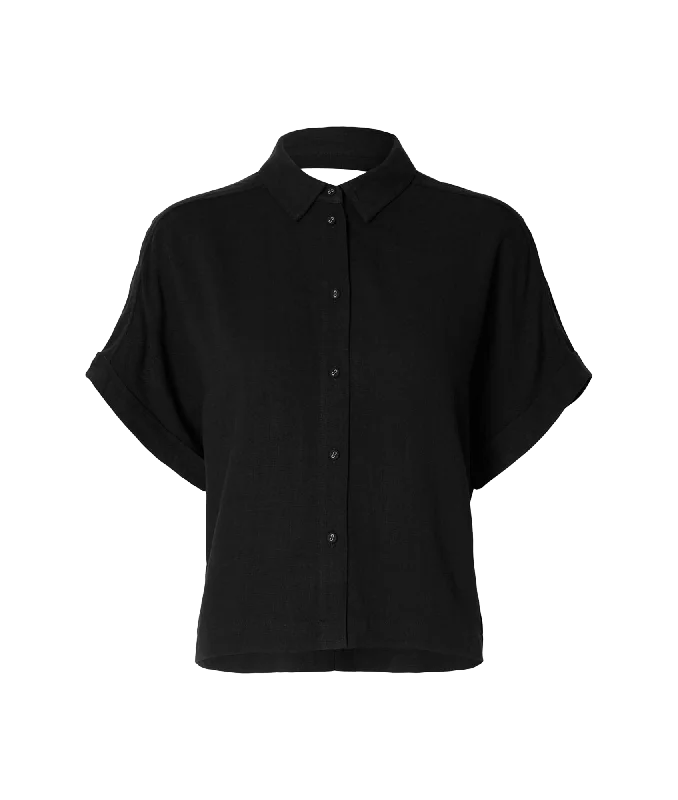 Cropped Short Sleeved Shirt - Black