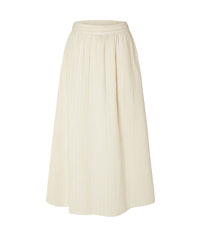 Malinda Striped Long Skirt - Cream