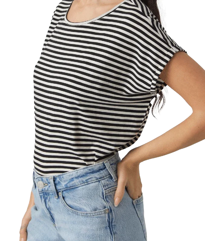 Ava Ss Top Stripe - Black