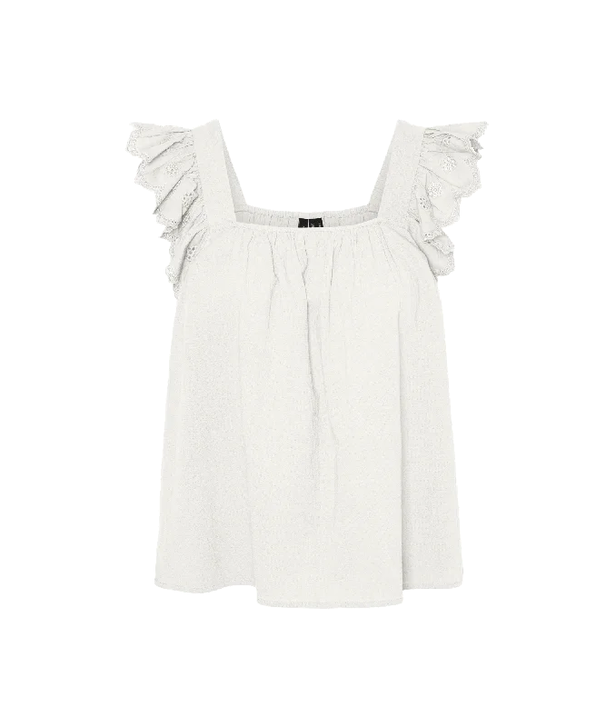 Priya S/L Frill Top - White