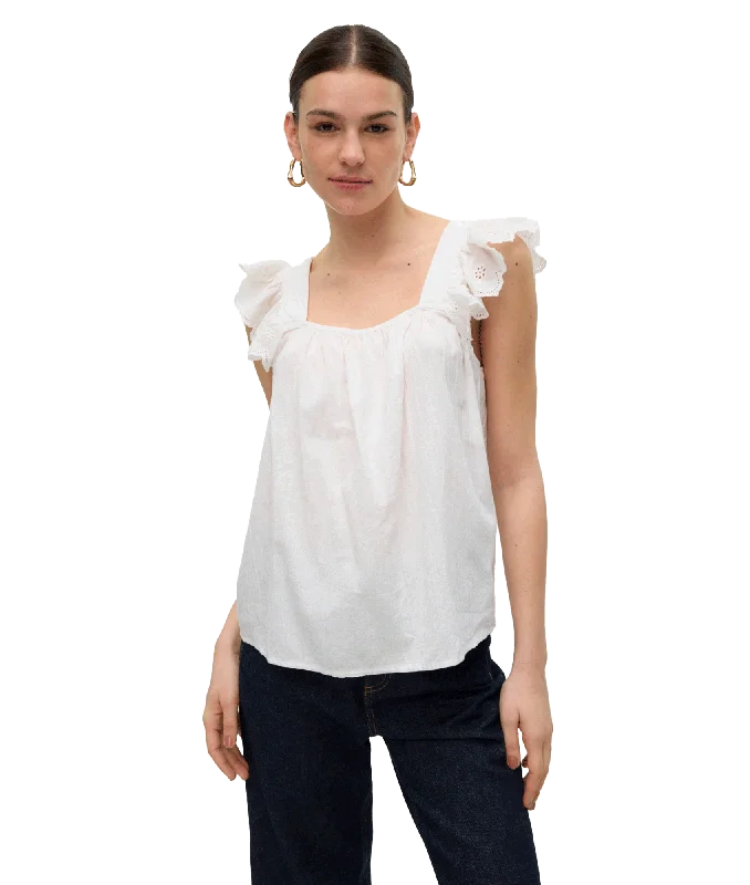 Priya S/L Frill Top - White