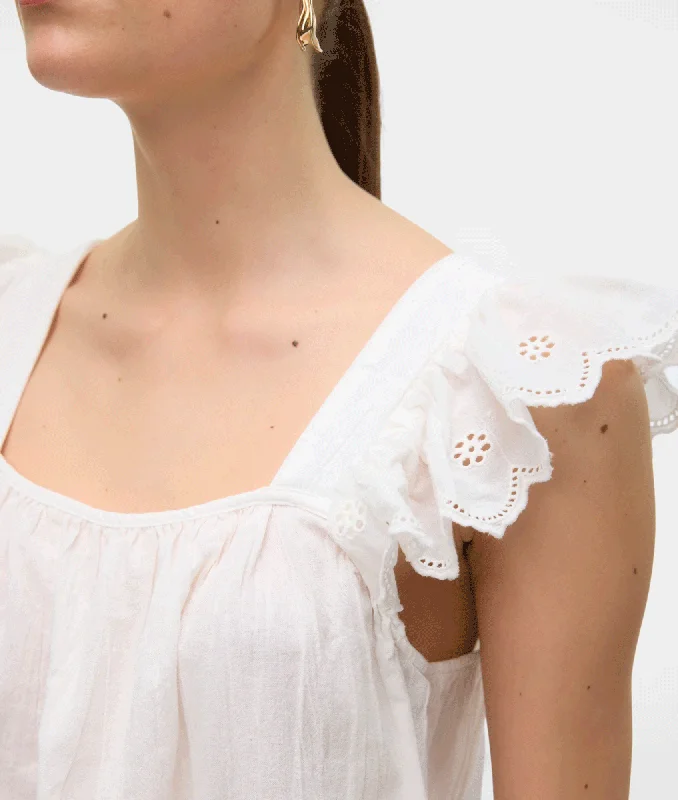 Priya S/L Frill Top - White