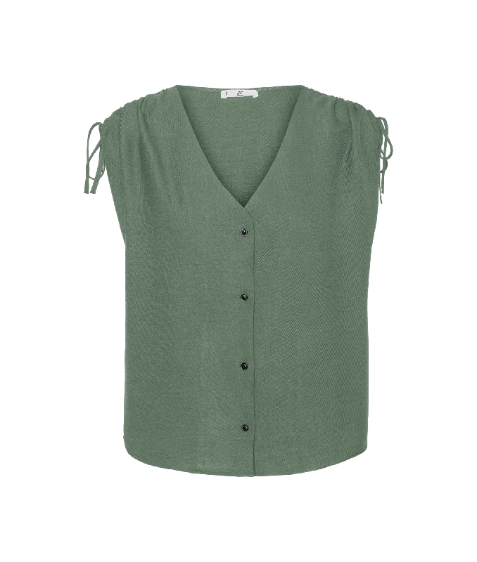 Melaney Short Sleeve Shoulder Top - Green