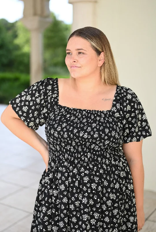 Amalfi Dress - Black White Floral