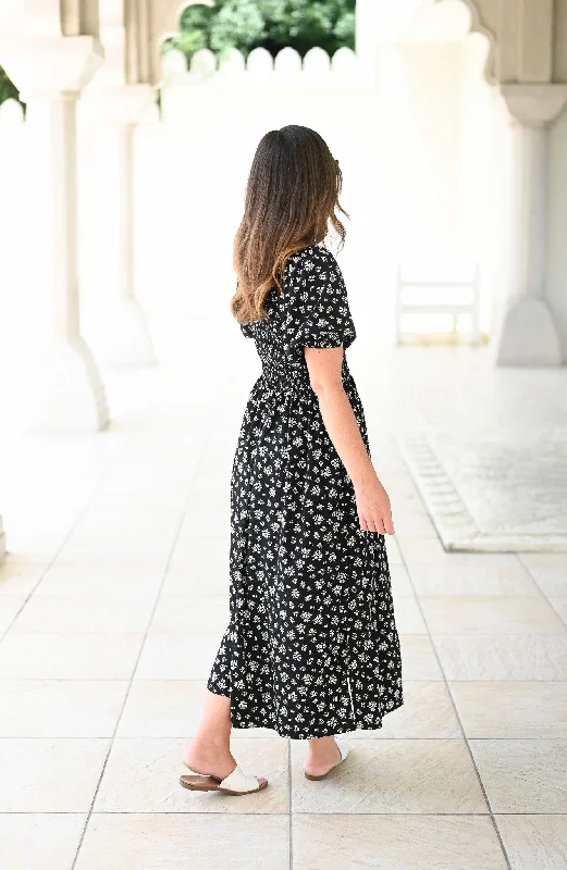 Amalfi Dress - Black White Floral