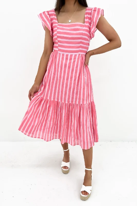 Ashley Dress Pink Punch Stripe