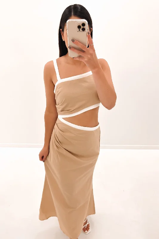 Beau Midi Dress Beige