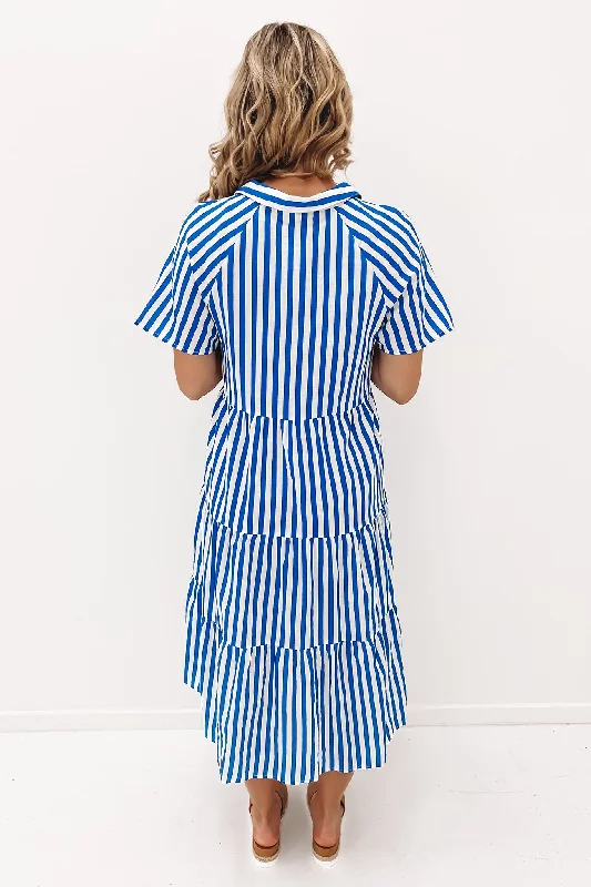 Brooke Midi Dress Blue Stripe