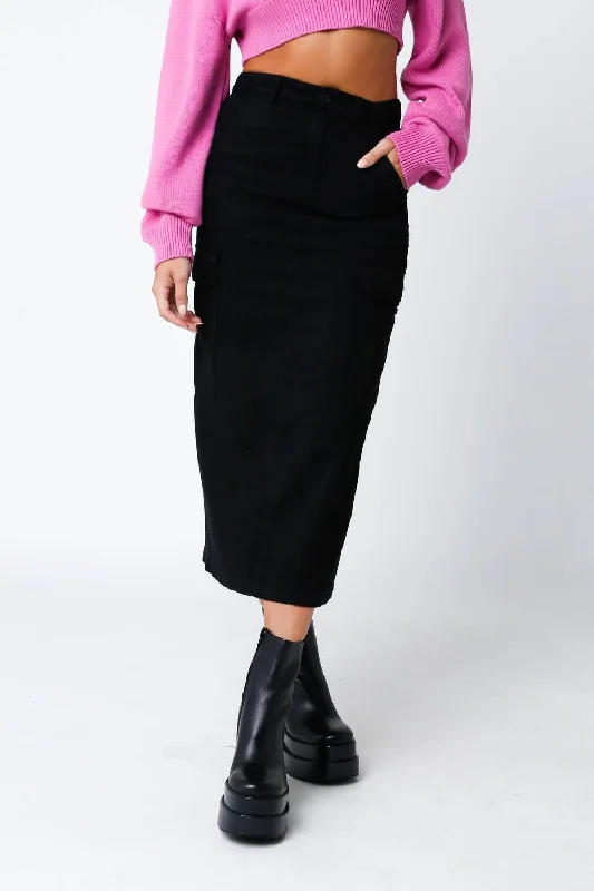 Cargo Midi Skirt In Black