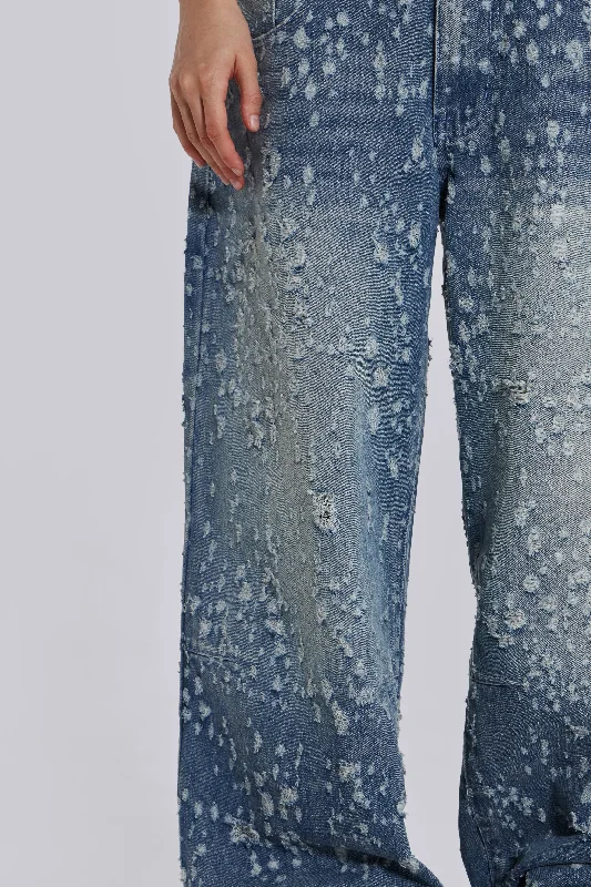 Mid Blue Shredded Colossus Jeans