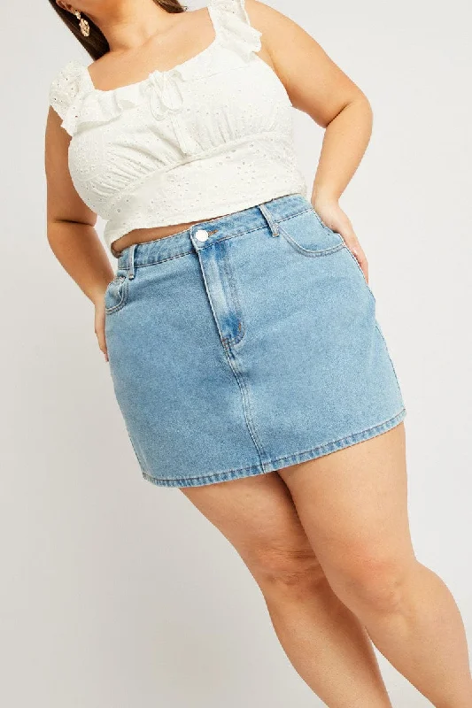 Denim A-Line Mini Skirt