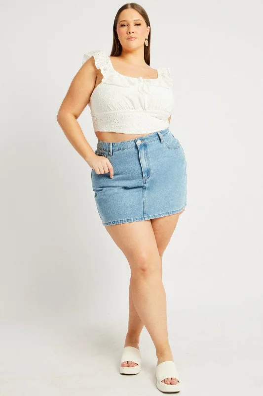 Denim A-Line Mini Skirt