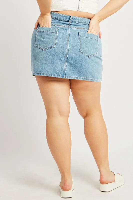 Denim A-Line Mini Skirt