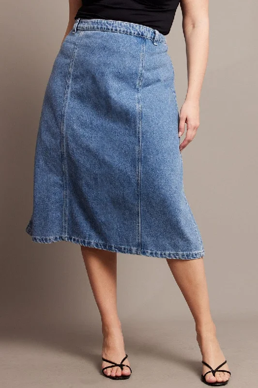 Denim Denim Midaxi Panel Skirt