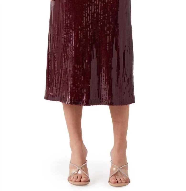 Elia Sequins Skirt In Oxblood