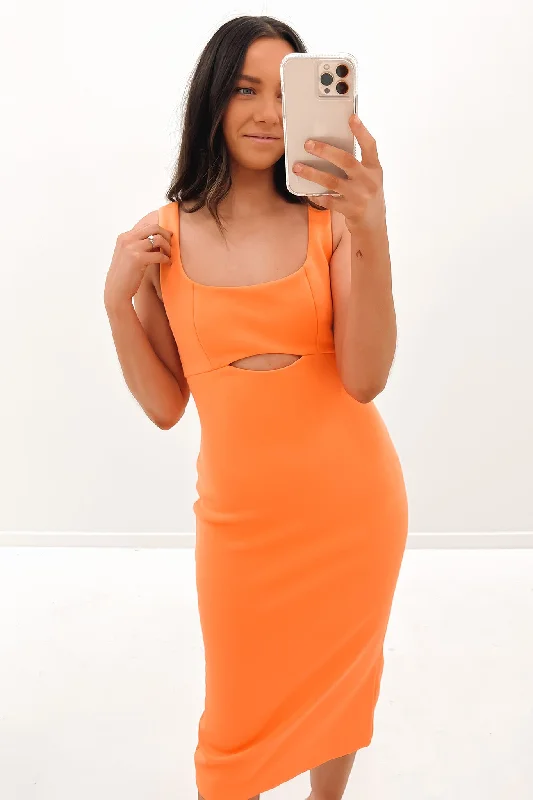 First Impression Midi Dress Peach