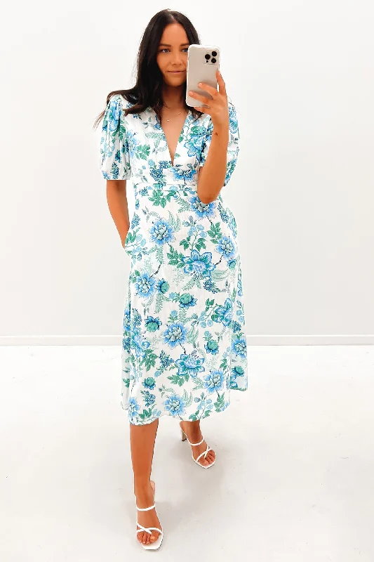 Harrie Midi Dress Blue Floral