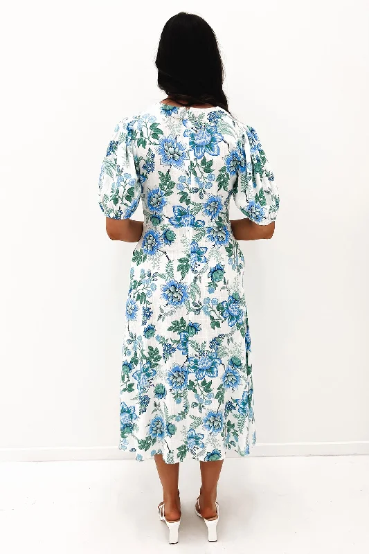 Harrie Midi Dress Blue Floral