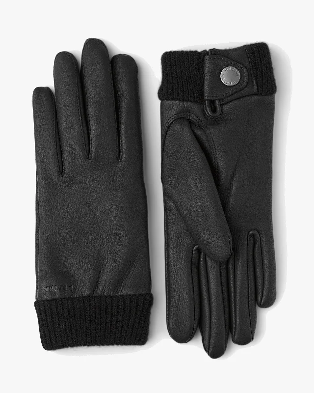 Hestra Womens Idun Wool Lined Leather Gloves - Black