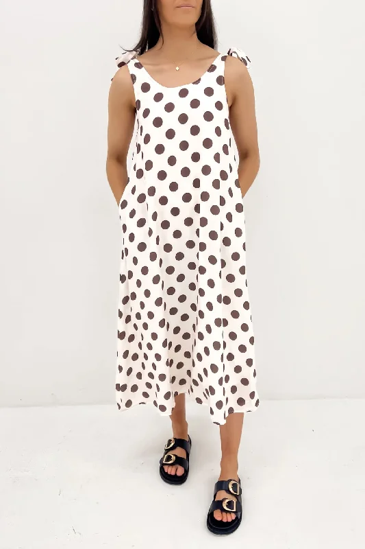 Khai Midi Dress Brown Polkadot