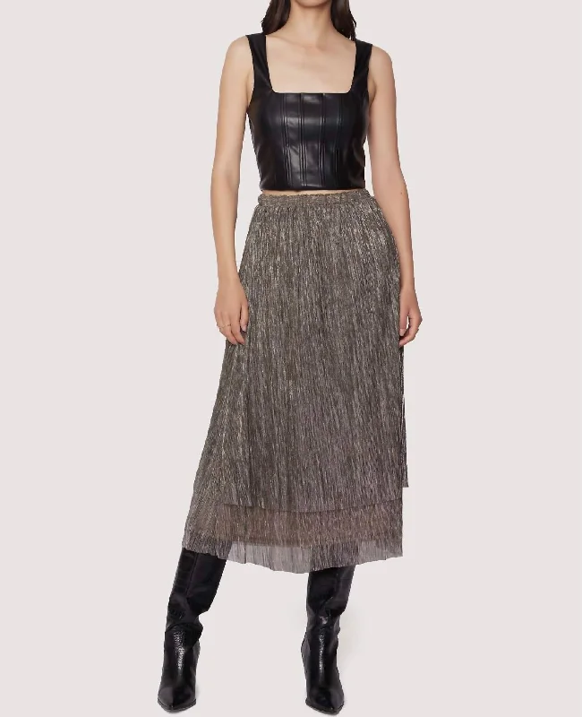 Le Mysterieux Midi Skirt In Gold Silver Multi