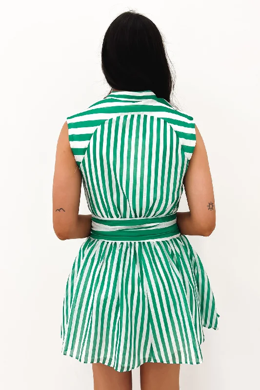 Lewys Mini Dress Green Stripe