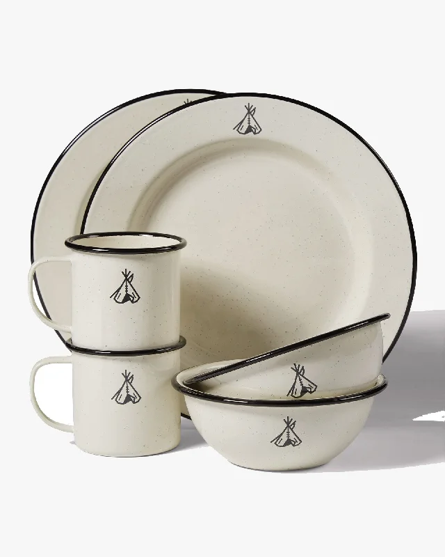 Pendleton Camp Enamelware Set Of Two - Ivory