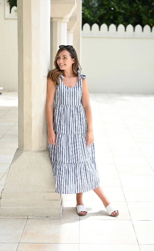 Senna Dress - Navy Stripe