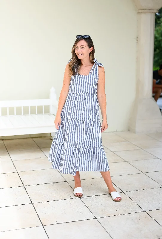 Senna Dress - Navy Stripe