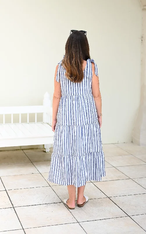 Senna Dress - Navy Stripe