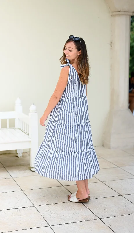 Senna Dress - Navy Stripe