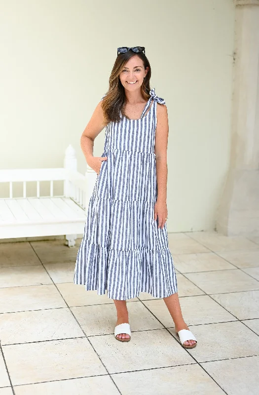 Senna Dress - Navy Stripe