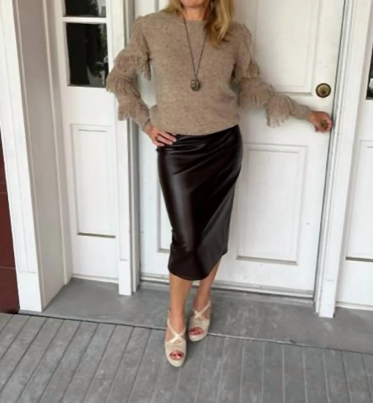 Soft Vegan Leather Pencil Skirt In Espresso