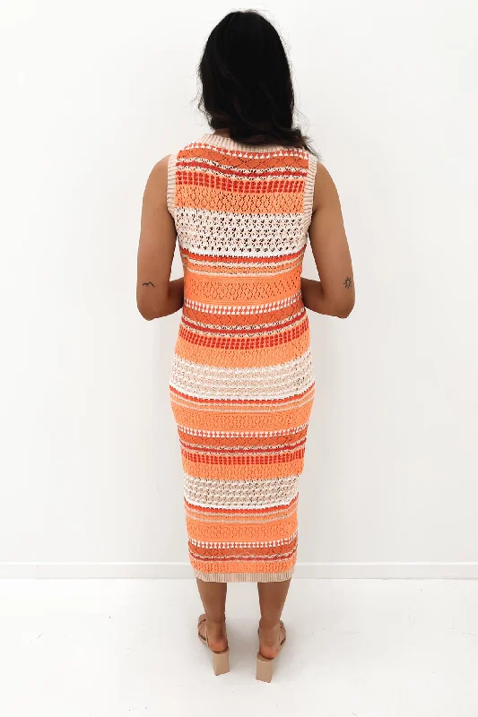 Sonata Crochet Midi Dress Orange