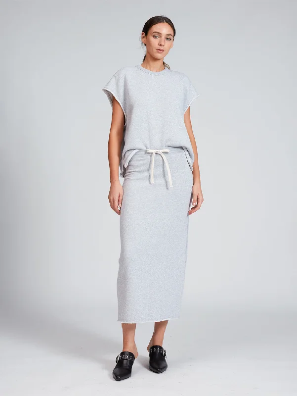 Vintage Terry Midi Skirt - Heather Grey