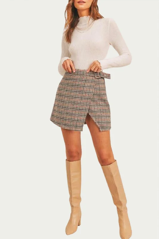 Wool-Blend Wrap Mini Skirt In Multi