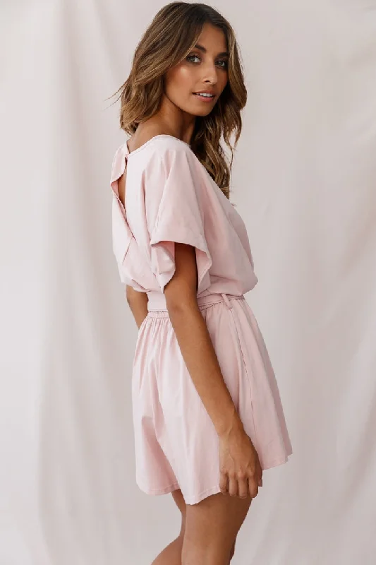 Chelsea Belted T-Shirt Romper Blush