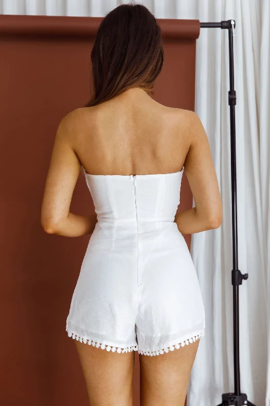 Miki Tie-Knot Bust Skort Romper White