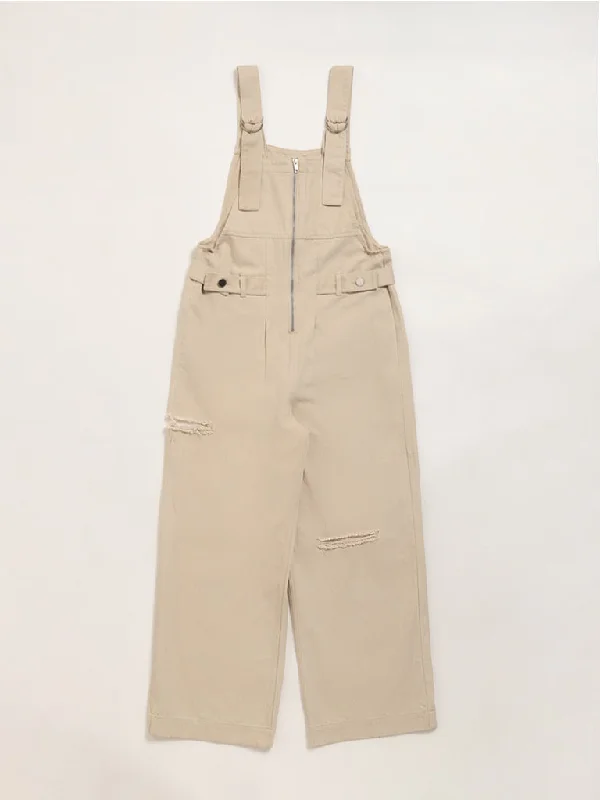 Nuon Beige Denim Jumpsuit