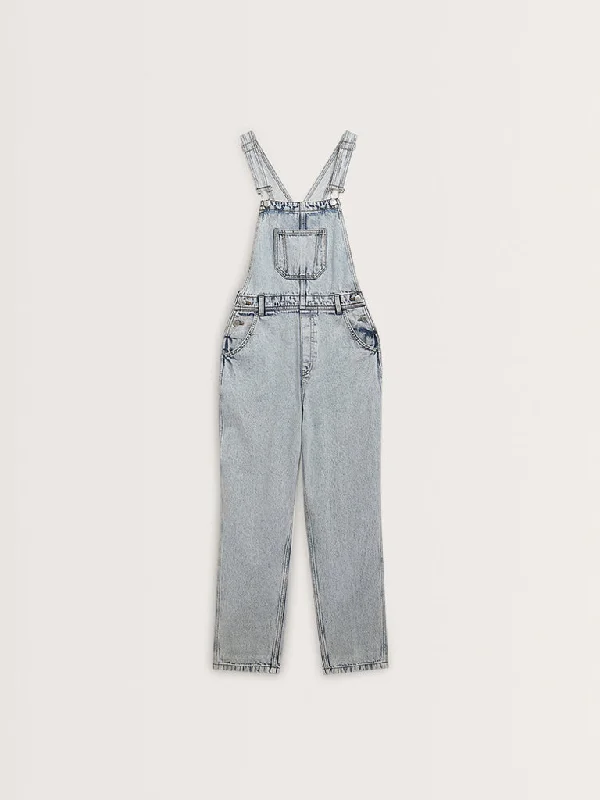 Nuon Light Blue Faded Denim Jumpsuit