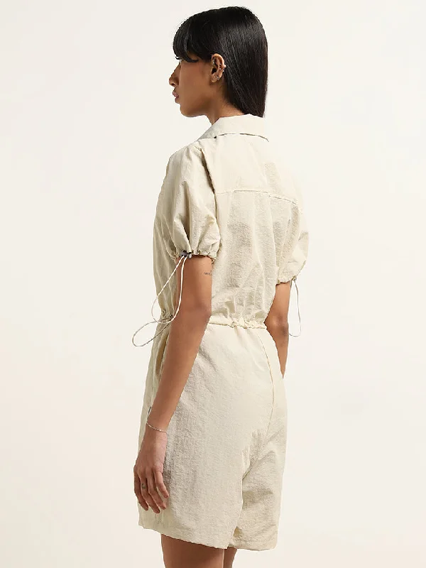 Studiofit Beige Solid Jumpsuit