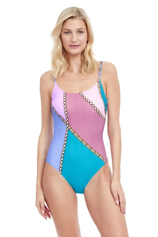 GOTTEX MODERN SHADES ROUND NECK ONE PIECE SWIMSUIT